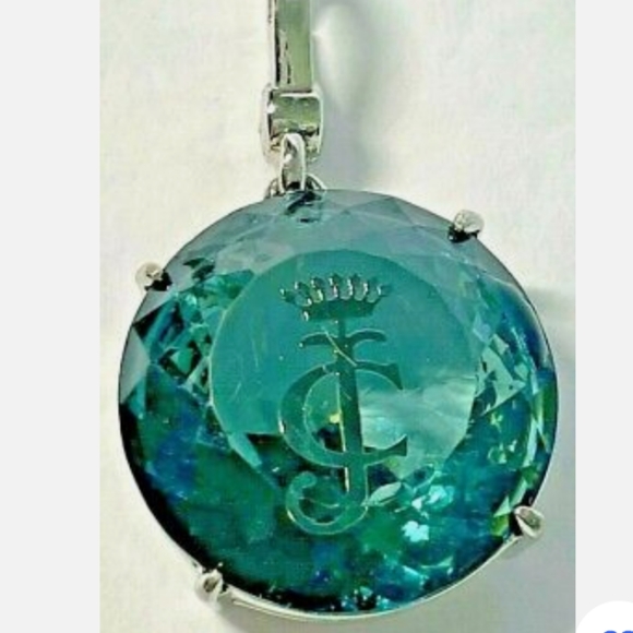 Juicy Couture Engraved Solitaire Sea Blue Green Jumbo Faceted Crystal NWT - Picture 8 of 12